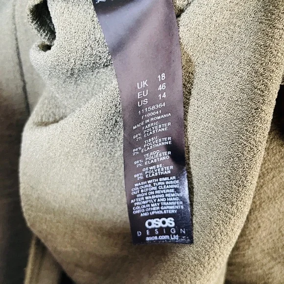 ASOS DESIGN Curve Wrap Midi Dress Olive Green Size US 14 / UK 18 - Picture 5 of 11